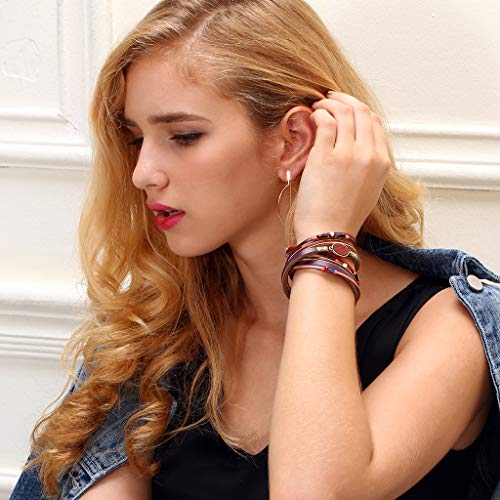 GelConnie Leather Cuff Bracelet Baroque Pearl Wrap Bracelet Gorgeous Gold Tube Bangle Boho Bracelet Bohemian Wristband Jewelry Gift for Women Wife - color: Boho Wristband Bangle