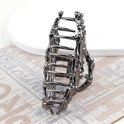 Metal Skull Hand Hair Clip, 1Pcs Gunmetal Hair Claw Clip for Thin Hair Punk & Y2K-Style - color: Gunmetal