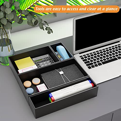Black Bamboo Drawer Organizer - Silverware&Utensil Holder Organizer for Kitchen Drawers, Multi-Use Drawer Dividers Boxes for Bathroom Counter，Cabinet, Garage, Office Desk, Makeup, Jewelry (12*6*2.5) | Silverware Cutlery Utensil Tray, Multi-Use Drawer Divi