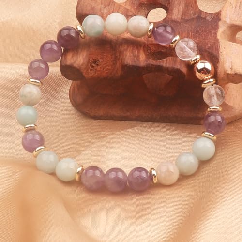 KSQS Healing Stone Bead Bracelet for Women, Natural Gemstones Balance Protection Bracelet, Spiritual Crystal Beads Bracelet Anxiety Relief with Meaning Card - color: Emotional Healing