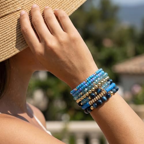 Boho Wooden Beads Bracelets Bohemian Bracelet Stack for Men Women Wood Beaded Bracelet Set - color: H