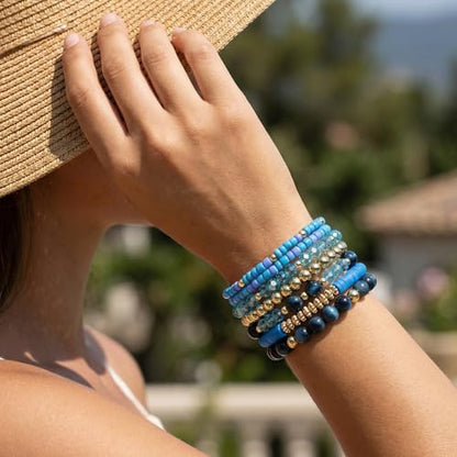 Boho Wooden Beads Bracelets Bohemian Bracelet Stack for Men Women Wood Beaded Bracelet Set - color: H