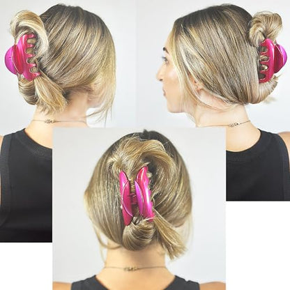 Camila Paris CP3218 French Hair Clips for Women, 3.5" Large Claw Clip Strong Hold All Day, Girl Large Claw Clips for Thick Hair, No Damage No Slip Flat Clip for Women. Made in France - color: Fushia