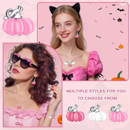 60Pcs Fall Charms, Pink White Pumpkin Charms for Jewelry Making | Alloy Enamel, Thanksgiving DIY Crafts and Gifts, Autumn Earring Necklace Bracelet Making, Harvest Celebration Party Supplies - style: Pink Pumpkin Style