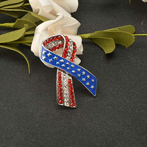 Premium Handmade Enamel Lapel Pin Brooch Badge - color: American Flag Ribbon, size: 1 Pin