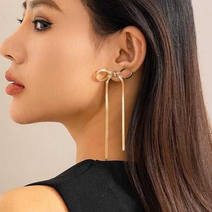 Bow Earrings Red Earrings for Women Dangle Cute Earrings Red Stuff Jewelry Outfits Accessories Gifts for Girls - color: C5:gold bow earrings