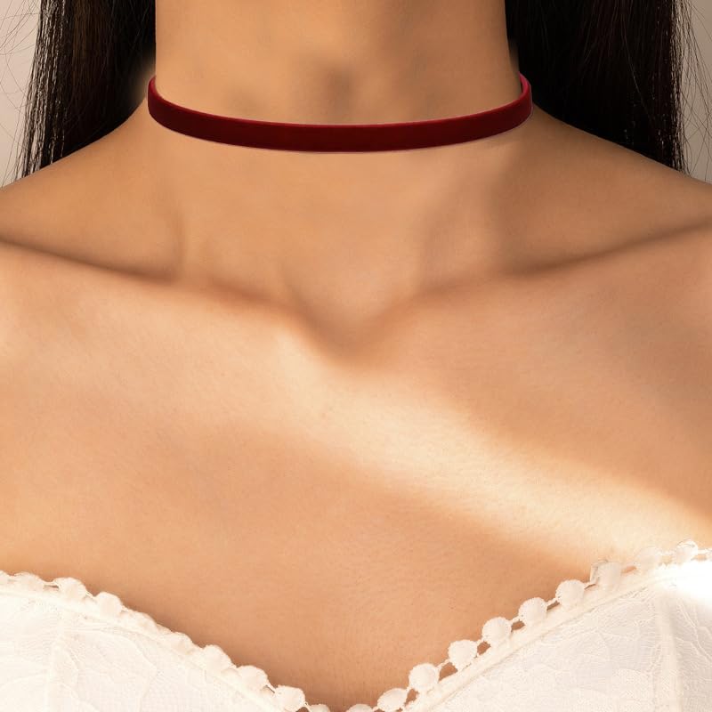 Black Choker Necklaces for Women 90s Red Black Velvet Choker Necklace Thick Thin Chocker Tube Heart Circle Choker Necklace Lace Tatto Collar Necklace Goth Choker Jewelry - style: B1-1