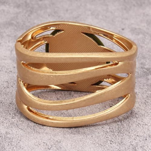 Gold Cuff Bracelet for Women Chunky Bracelet Statement Bracelet | Chunky Bangle Bracelets for Women Silver Beaded Open Bangle Stackable Stretch Bead Bracelet Boho Jewelry Gift for Wife Couple - style: Women's Gold Cuff Bracelet