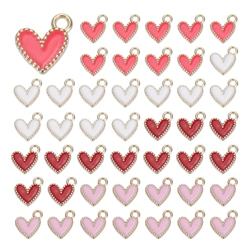 MECCANIXITY Enamel Alloy Heart Charm,Valentine Heart Pendants Love Jewelry Making Charm for DIY Necklace Bracelet Earrings Keychain - color: White/Pink/Rose-Red/Red