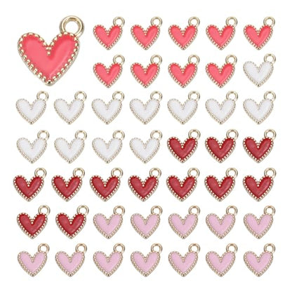 MECCANIXITY Enamel Alloy Heart Charm,Valentine Heart Pendants Love Jewelry Making Charm for DIY Necklace Bracelet Earrings Keychain - color: White/Pink/Rose-Red/Red