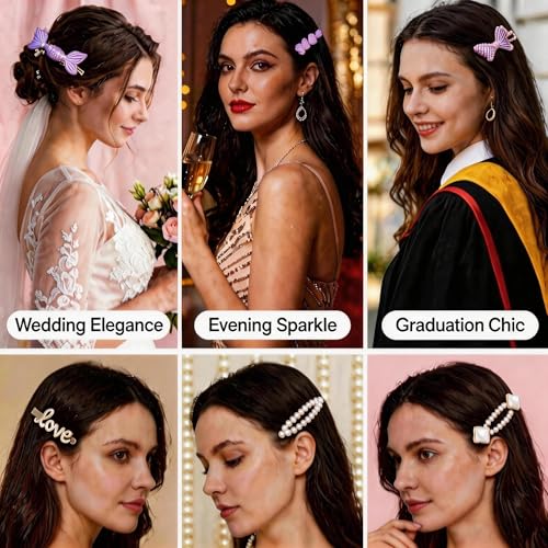 20 Pcs Assorted Hair Clips Set with Jewelry Jar, Fashion Hair Accessories for Everyday Wear & Special Events, Ideal Birthday Gift for Women