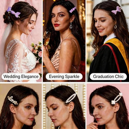20 Pcs Assorted Hair Clips Set with Jewelry Jar, Fashion Hair Accessories for Everyday Wear & Special Events, Ideal Birthday Gift for Women