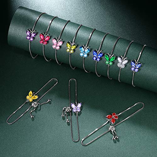 925 Sterling Silver Birthstone Butterfly Jewelry Women Crystal Animal Cute Butterflies Birthday Necklace/Earring/Ring/Bracelet Sets Birth Stone Statement Anniversary Jewellery - color: 3-K.November-Citrine