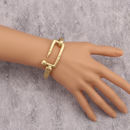 Gold Cuff Bracelet for Women Chunky Bracelet Statement Bracelet | Chunky Bangle Bracelets for Women Silver Beaded Open Bangle Stackable Stretch Bead Bracelet Boho Jewelry Gift for Wife Couple - style: Gold Bangle Cuff Bracelets