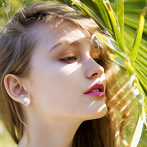 Yoursfs 10mm Tiny Pearl Clip On Earrings for Women 18K Gold Plated Faux Pearls Bridal Earring Fashion Wedding Jewelry - color: Silver 1.0CM Pearl