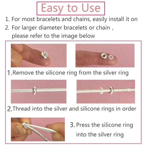 Clip Stopper Charms Sterling Silver Rondelle Spacer Bead Charm Stopper Charm for Pandora Charm Bracelets - color: Gold-Plated (2 pcs)