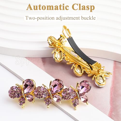 Elegant Crystal Butterfly Hair Barrette for Women, Purple | Medium Size, Sparkly Rhinestones - color: Purple