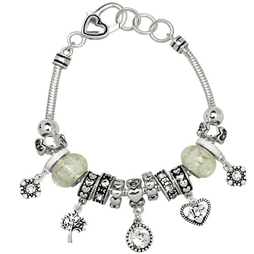 Falari Birthstone Bracelet Multi-Color Charm Beads Silvertone Birthday Gifts for Women - color: 04-April