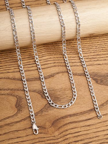 HAQUIL Stainless Steel Figaro Link Chain Necklace, Jewelry Gift for Men and Women 26inch 4mm