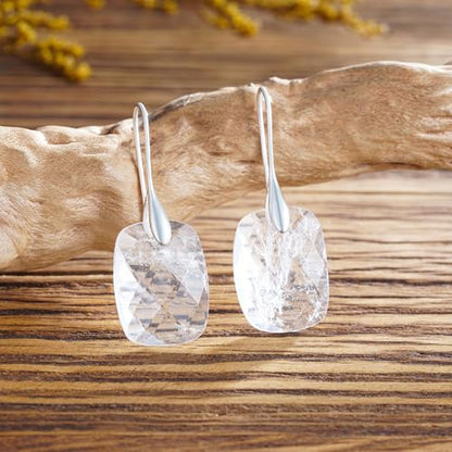 Boho Multiple Style Natural Stone Earrings for Women Unique Healing Gemstone Energy Hypoallergenic Lightweight Dangle Drop Earrings Multiple Styles Earrings Jewelry for Birthday Party Gift - style: Clear Quartz-Gold Hook