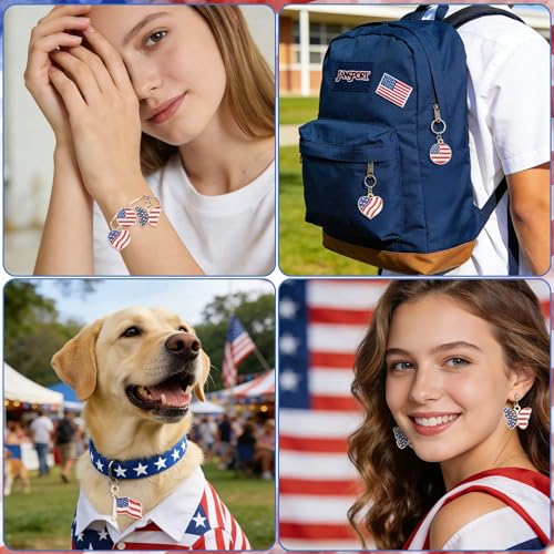60Pcs Patriotic Charms, American Flag Charms for Jewelry Making - style: Patriotic Style