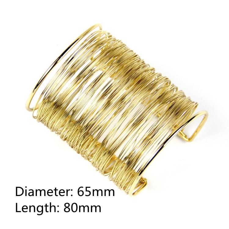 COLORFUL BLING Punk Alloy Hollow Geometric Smooth Polished Gold Hoop Open Cuff Wide Bracelet Bangle Wrist Jewelry for Women Lady - color: gold wire