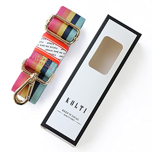 Kolti Purse Strap Replacement Crossbody Handbag Stripe Wide Adjustable - color: Gold Buckle-39