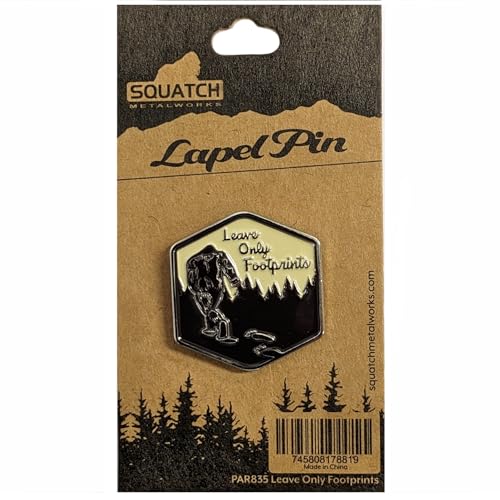 Bigfoot Enamel Lapel Pin - for Fans of Bigfoot and Sasquatch - style: Leave Only Footprints