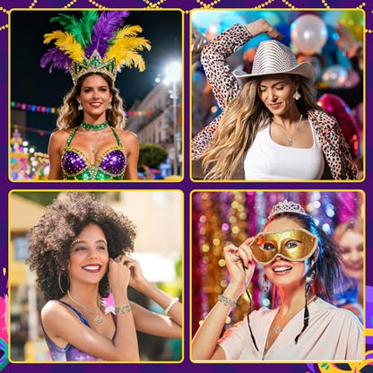 MARFOREVER 40 Pcs/20 Pairs Glitter Mardi Gras Charms for Jewelry Making | Mardi Gras Gifts, Carnival Mask Jester Fleur-de-lis Charms Pendants, Bracelets Necklace Earrings, DIY Crafts Accessories - style: Mardi Gras