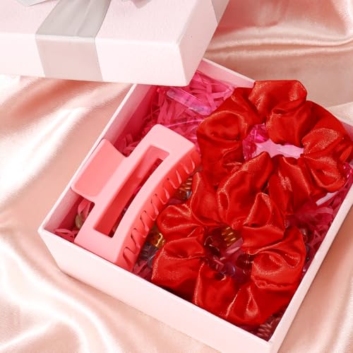 16 Pcs Satin Scrunchies Bridesmaid Proposal Gifts Hair Ties Scrunchies for Women Girls Bachelorette Party Favors (red) - color: red