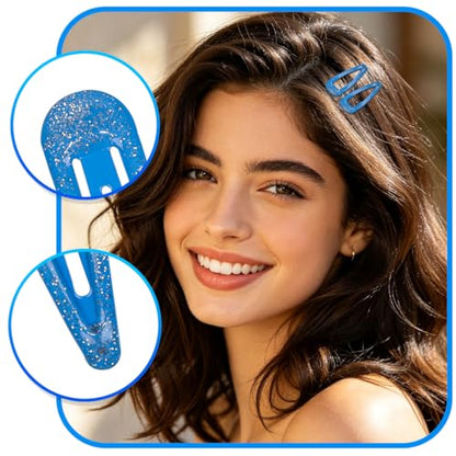 48 Pcs Cute Metal Snap Hair Clips, Non-Slip Barrettes for Women and Girls, Hair Accessories for Parties, School & Daily Use (blue) - color: blue