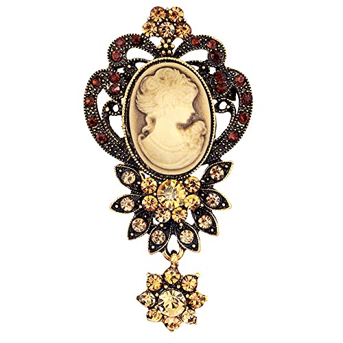 JJTZX Victorian Black Velvet Lace Choker Gothic Lady Cameo Necklace Gift for Her - style: Brooch 6-Gold