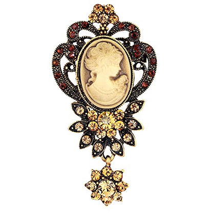 JJTZX Victorian Black Velvet Lace Choker Gothic Lady Cameo Necklace Gift for Her - style: Brooch 6-Gold
