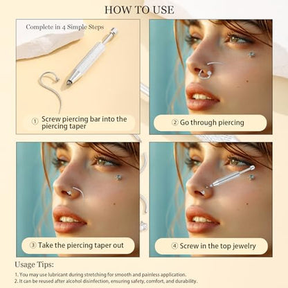 Horseshoe Nose Ring for Women, 20G 18G 16G Surgical Steel Nose Hoops, Multi-Purpose Nose Piercing Jewelry for Cartilage Helix Tragus Labret Septum Lips Ears - color: 18G-Silver 8MM&10MM