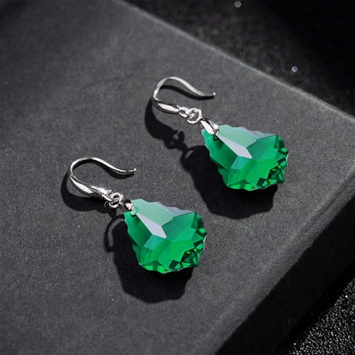 EVEVIC Austrian Crystal Baroque Teardrop Dangle Earrings for Women | 14K Gold-Plated,Hypoallergenic,Brilliant Facets,Fluid Movement,Easy-Wear Fishhook Fit,For Daily Wear And Special Occasions - color: Green