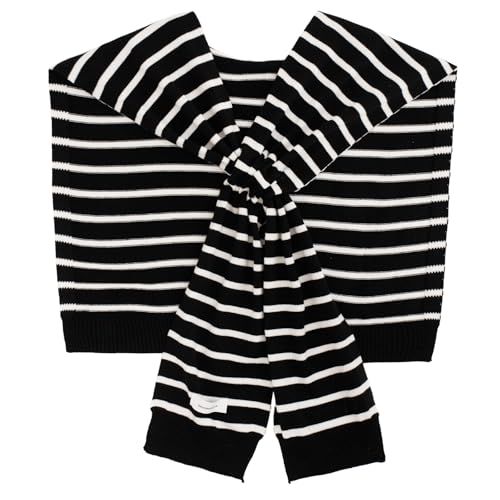 WaJuemy Women's Sweater Shawl Wraps Sleeves Knitted Collar Sweater Scarf Top Casual Lightweight Shoulder Cape Accessories - color: 16 Black White Stripe X