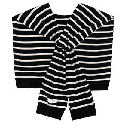 WaJuemy Women's Sweater Shawl Wraps Sleeves Knitted Collar Sweater Scarf Top Casual Lightweight Shoulder Cape Accessories - color: 16 Black White Stripe X