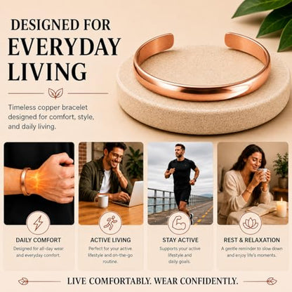 Healing Monk Pure Copper Bracelet for Men & Women – Handmade Uncoated Copper Jewelry Cuff – Adjustable Healing Copper Bracelets for Arthritis – Mens & Womens Copper Cuff Pulsera de Cobre - style: Healing