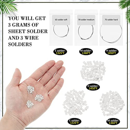 Sadnyy 330 Pcs 3 Grams Silver Jewelry Solder Chip and 3 Pcs Soft Medium Hard Silver Solder Wires, Ultra Tiny Medium Density Precut Chips Easy Welding Equipment for Jewelry Making 2 x 2 mm (E, M, H) - color: Silver