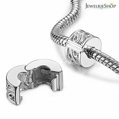 JewelrieShop Clip Spacer Charm for Bracelet Clip Lock Stopper Bead Spacer European Openable Beads 2pcs - color: #04S x 2 Pieces