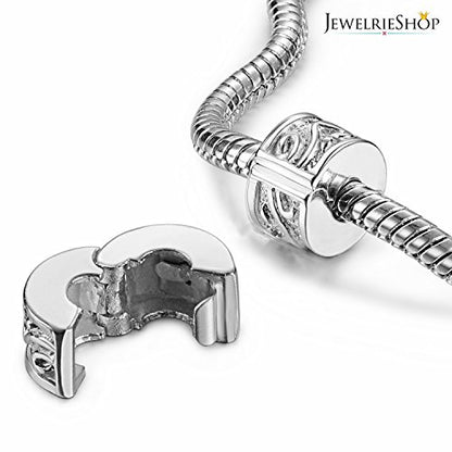 JewelrieShop Clip Spacer Charm for Bracelet Clip Lock Stopper Bead Spacer European Openable Beads 2pcs - color: #04S x 2 Pieces