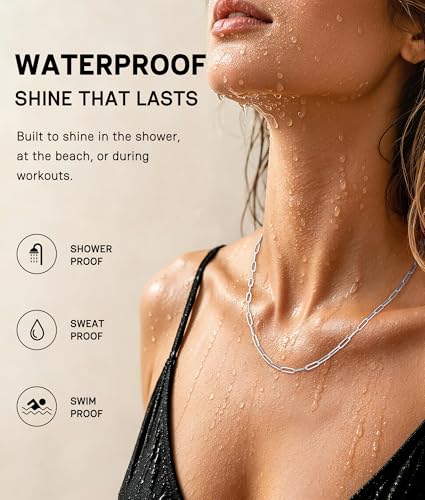 3MM Paperclip Necklace 925 Sterling Silver Paperclip Chain Necklace for Women, Sturdy & Durable Women's Chains Necklace, 16 18 20 22 24 26 Inch - color: Sterling Silver