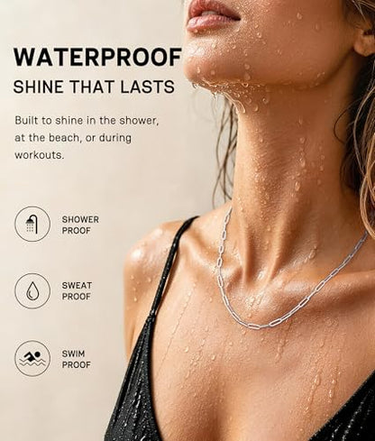 3MM Paperclip Necklace 925 Sterling Silver Paperclip Chain Necklace for Women, Sturdy & Durable Women's Chains Necklace, 16 18 20 22 24 26 Inch - color: Sterling Silver