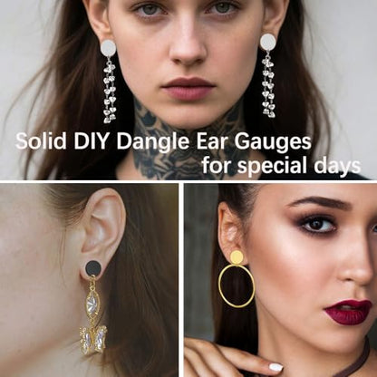LADEMAYH 3 Pairs DIY Ear Tunnels, Surgical Steel Dangle Gauges Accessory | Free Jump Rings, Threaded Double Flared Plugs, 316L Stainless Steel, Hypoallergenic, DIY Custom Hanging Charms, 2g-1" - color: #6668 Mixed, size: 7/8"(22mm)