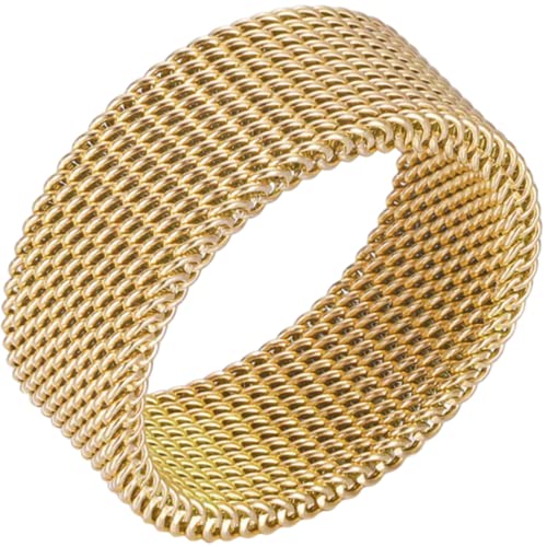 Jude Jewelers 8mm Stainless Steel Wire Mesh Simple Plain Wedding Band Ring - color: Gold