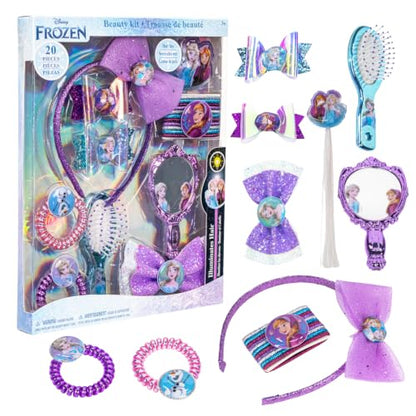 Disney Frozen Hair Accessories Set with Bows, Brush & Mirror, Ages 3+