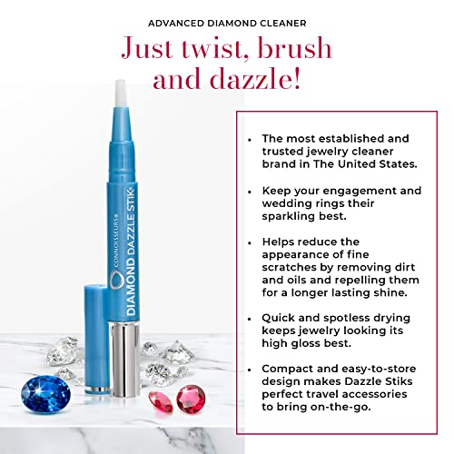 CONNOISSEURS Diamond Dazzle Stik - Portable Diamond Cleaner for Rings and Other Jewelry - Bring Out The Sparkle in Your Diamonds and Precious Stones - style: Original (2 Count)