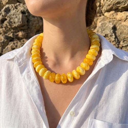 Elegance 11 designs Colorful Chunky Beaded Necklace for Women,Thick Acrylic Disc Bead Choker Statement Necklace Cute Trendy Necklaces Jewelry Gifts for Women - color: Yellow