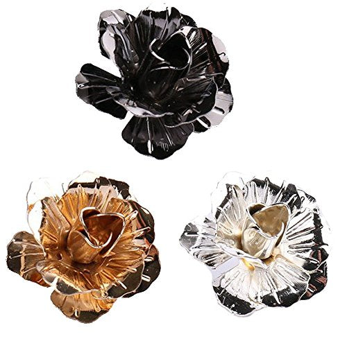 3pcs Men's Brooch Pins Rose Flower Lapel Stick Brooch Pins for Sui - color: Black/Gold/Sliver