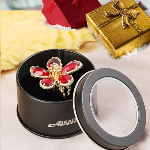 Large Flower Crystal Ring, Crystal Petal Ring, Size Adjustable, Fashion Ladies Must - color: Red